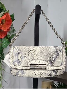 Coach Kristin Python-Print Bag in Cream and Gray